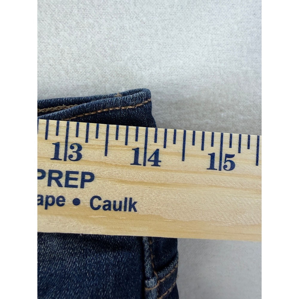 Express Denim Shorts Womens Size 4 Blue Midi High Rise Stretch‎ Cuffed Dark Wash - Picture 6 of 8